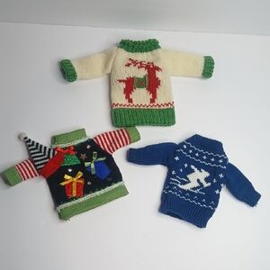 Uncle Bob's Ugly Sweater Collection Wine Bottle Deer, Gifts, Man Skiing.